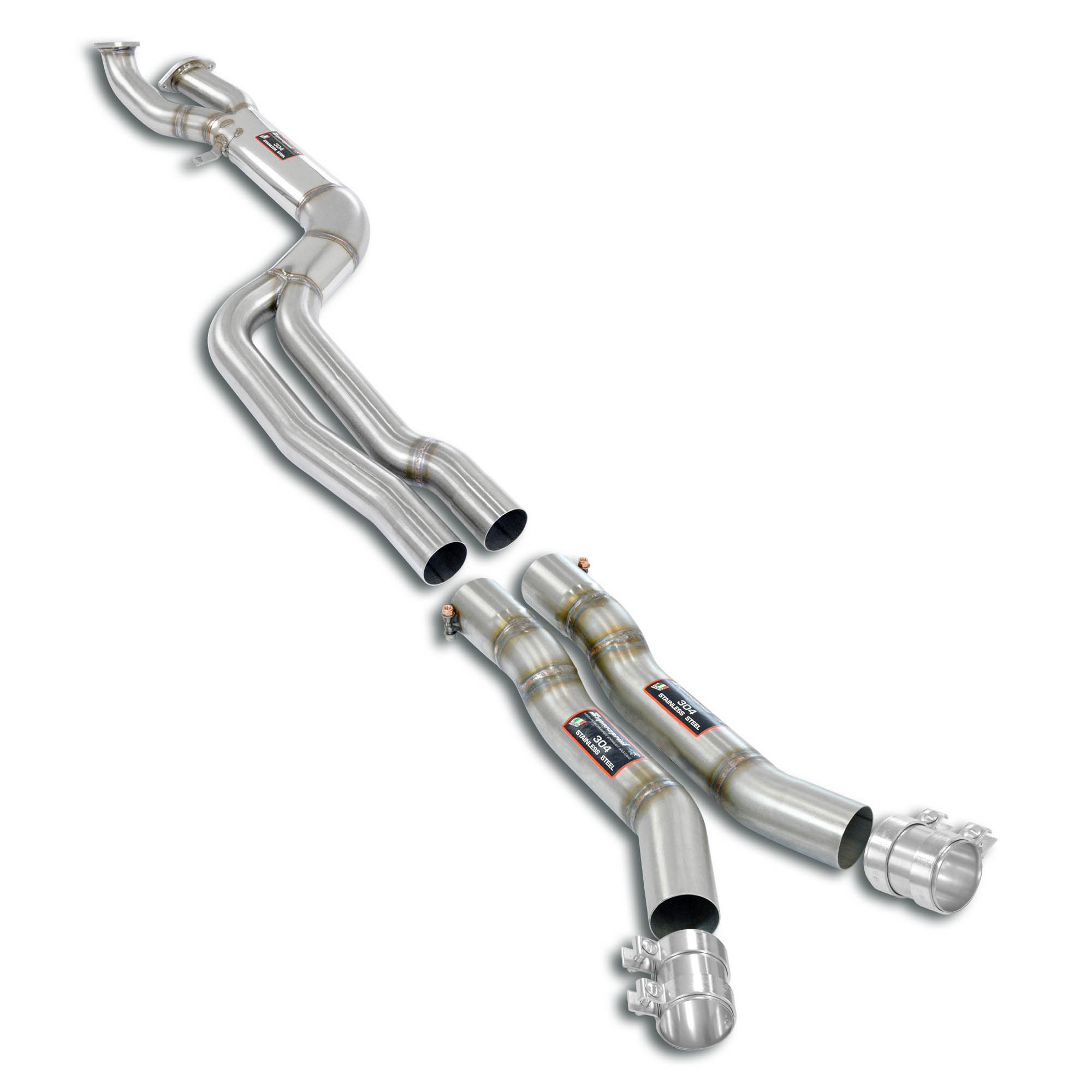 J-Pipe Race Package Deletes the secondary catalytics + OPFs  + mid resonator Accepts the Std - Oem muffler