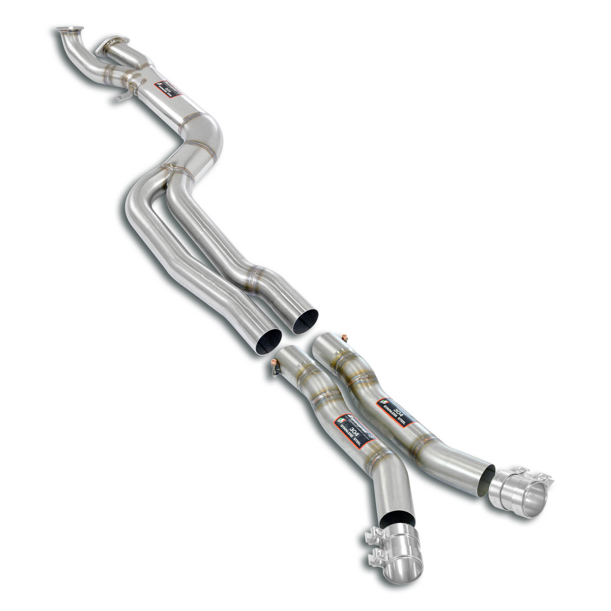 J-Pipe Race Package Deletes the secondary catalytics + mid resonators Accepts the Std - Oem muffler