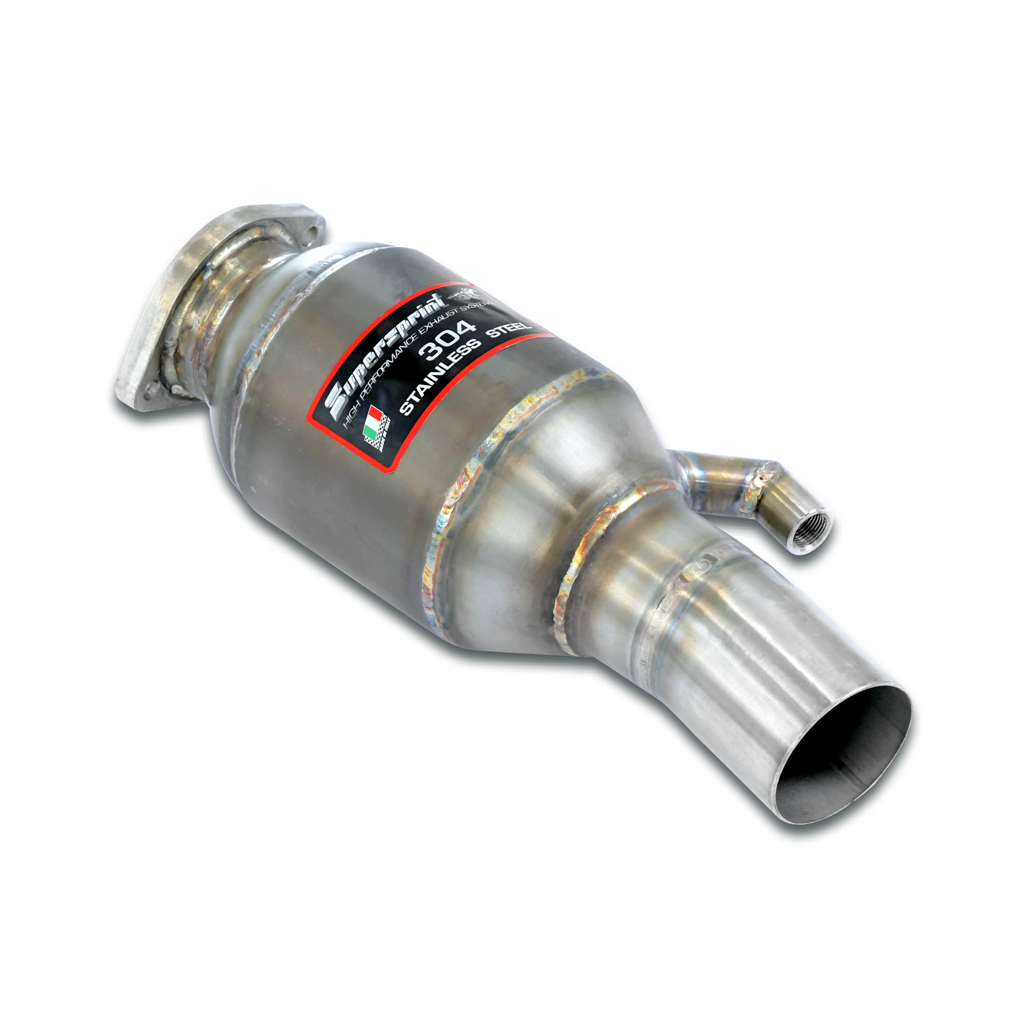 Front Metallic catalytic converter. Left