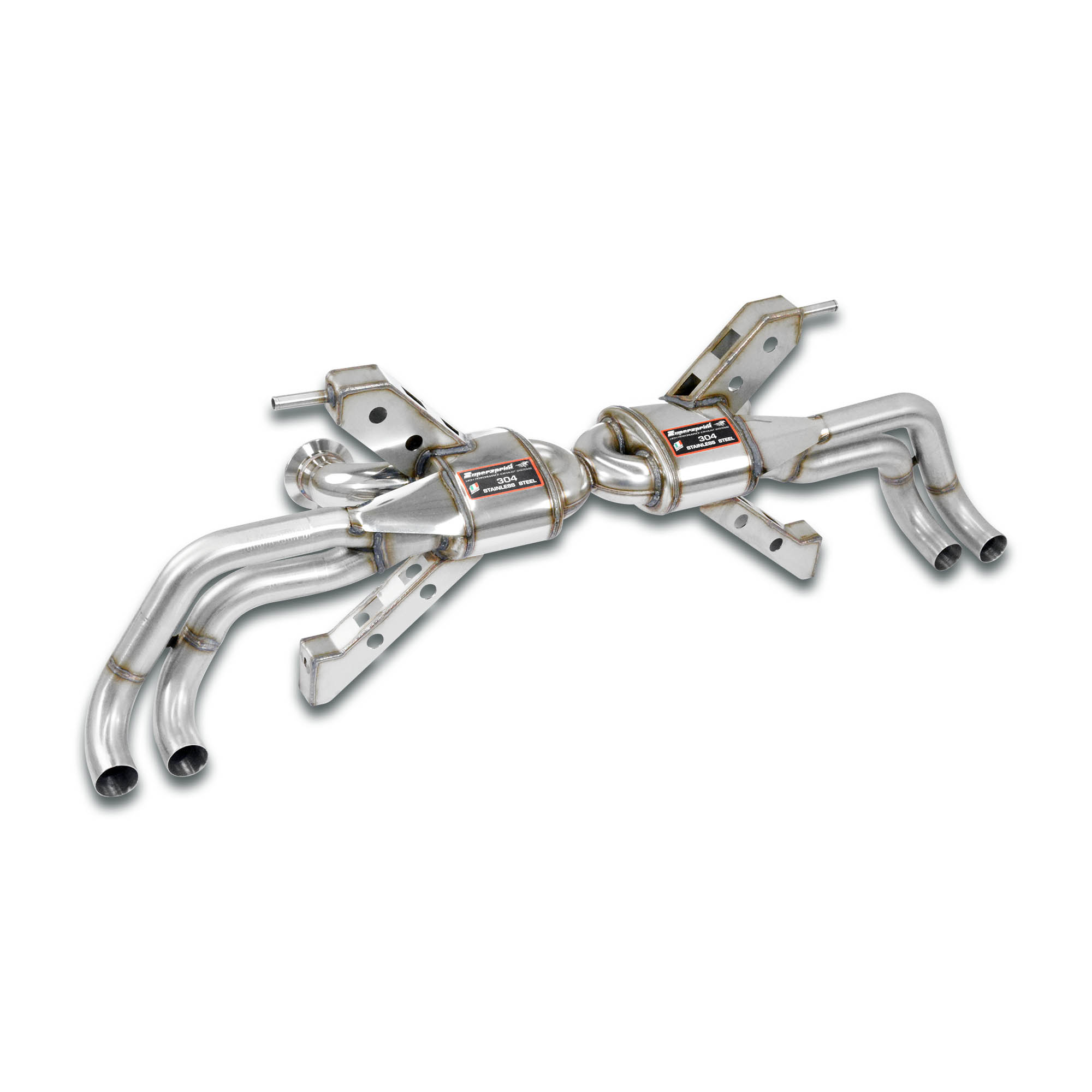 Endschalldämpfer Racing Rechts + Links mit 4 Austrittsrohr (für 2° Katalysator Ersatz - Serien Endrohr) <strong><span style=color:#ea0000;>-13,5 Kg</span></strong>