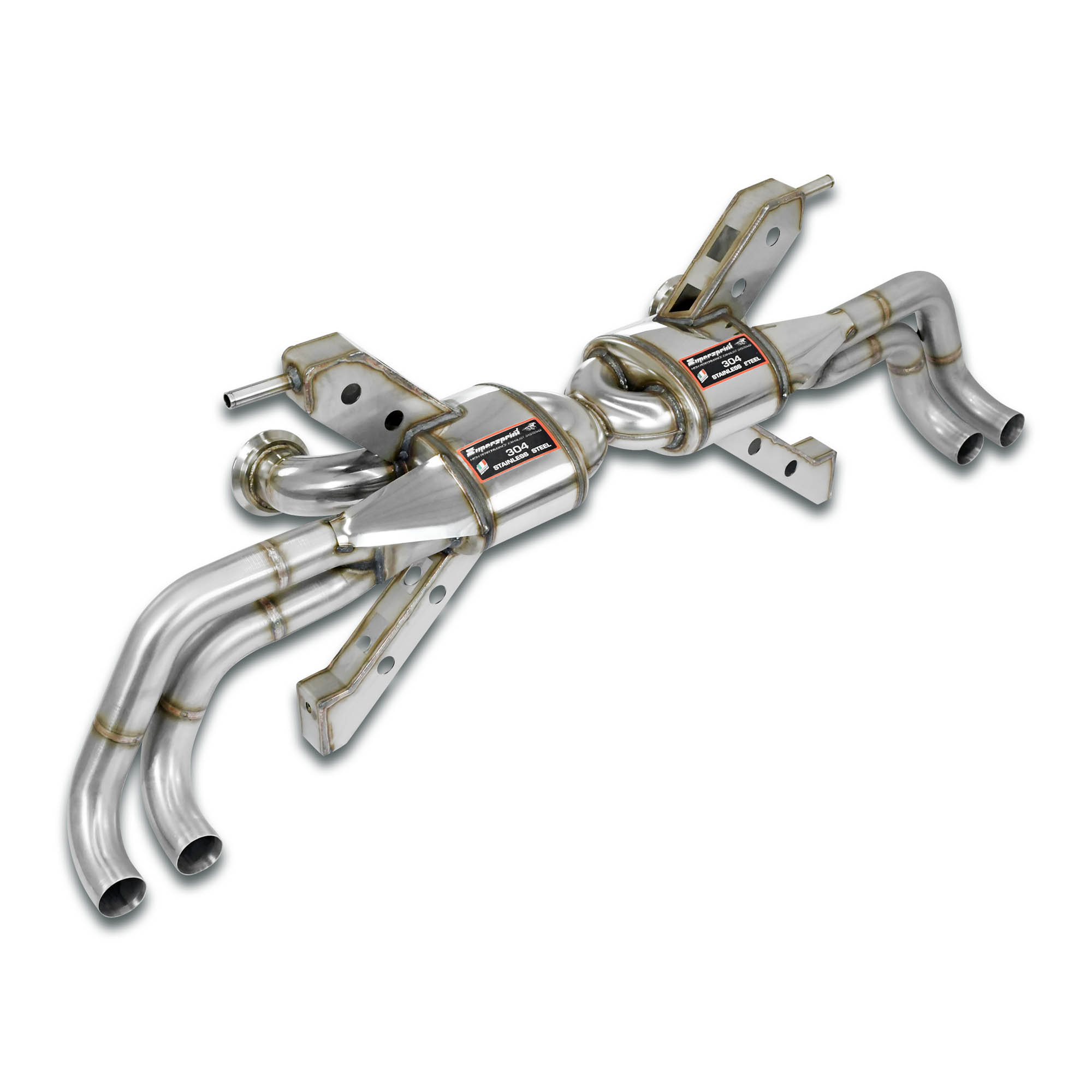 Endschalldämpfer Racing Rechts + Links mit 4 Austrittsrohr (für 2° Katalysator Ersatz - Serien Endrohr) <strong><span style=color:#ea0000;>-14,0 Kg</span></strong>