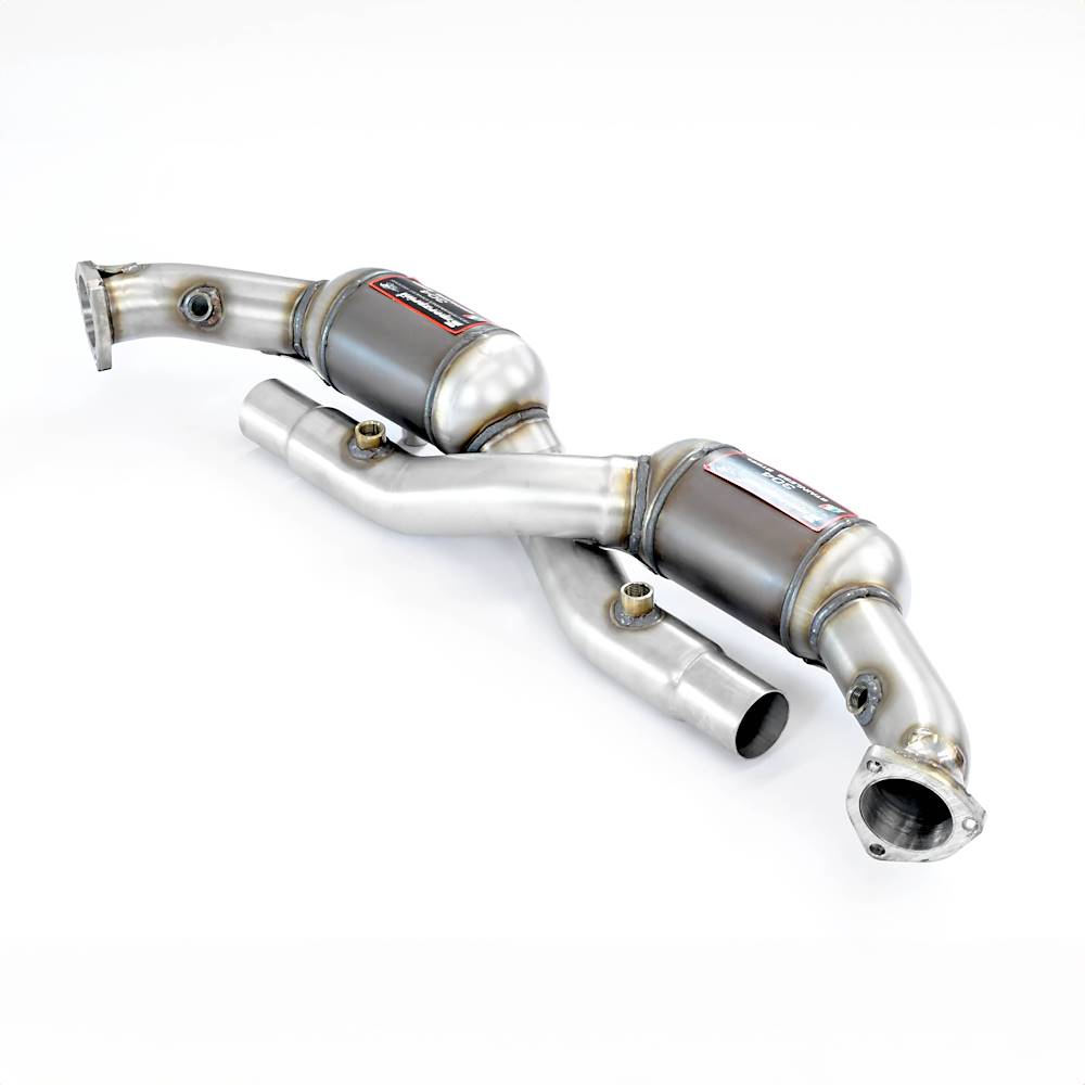 Scarico anteriore Destro + Sinistro con catalizzatore metallico 100CPSI Compatibile con marmitte posteriori di serie