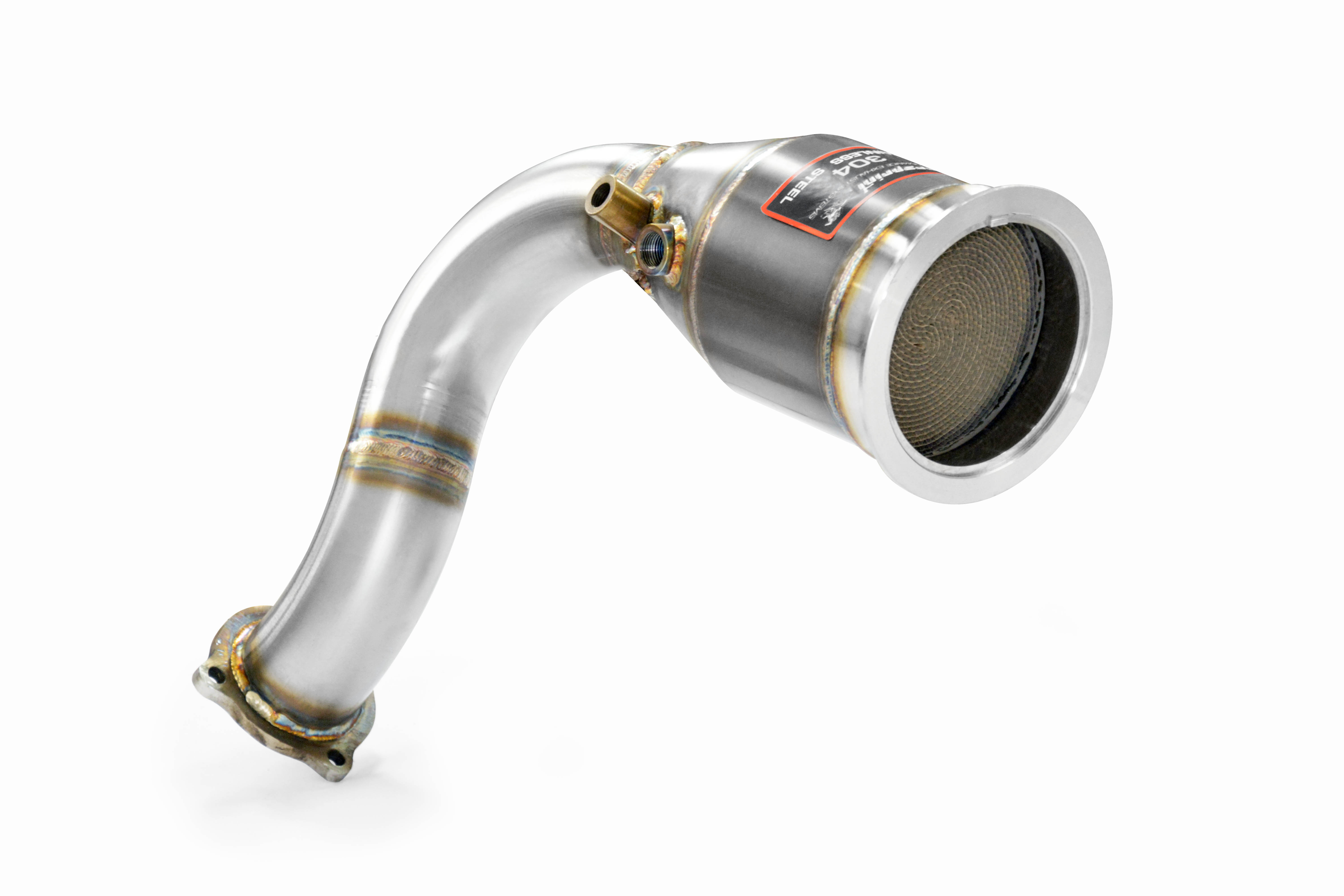 Downpipe Left with  Metallic catalytic converter 