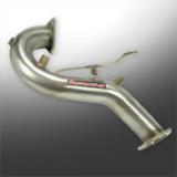 What happens fitting a turbo downpipe that replaces the OEM particulate filter on a diesel car?