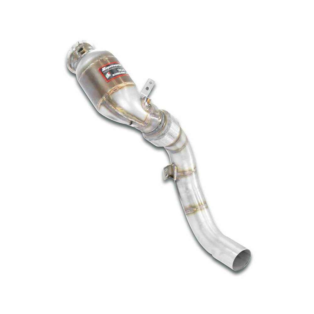 Kit tubo turbina + Catalizzatore metallico destro<br>Compatibile con impianto "Cat.-Back" di serie