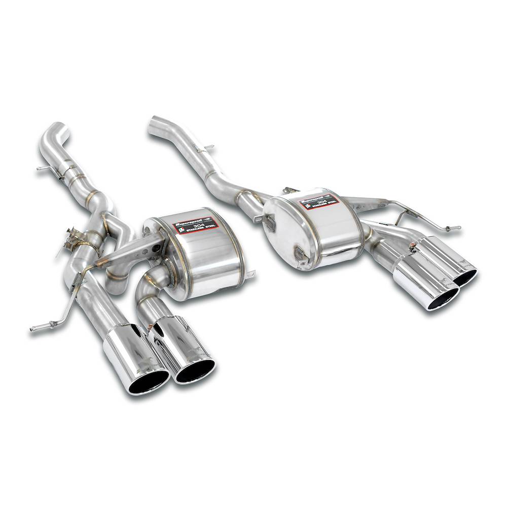 Rear mufflers kit Right OO100 + Left OO100 with valves, Silver tips