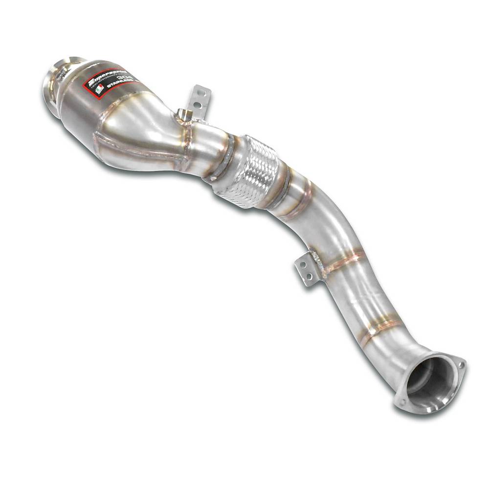 Kit tubo turbina + Catalizzatore metallico destro<br>(Sostituzione catalizzatore primario e secondario)<br>Compatibile con catalizzatori terziari di serie