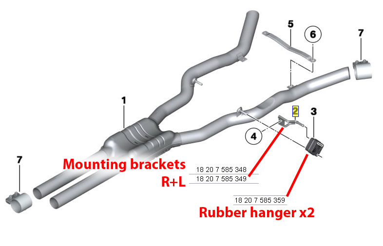 Centre pipes kit Right - Left