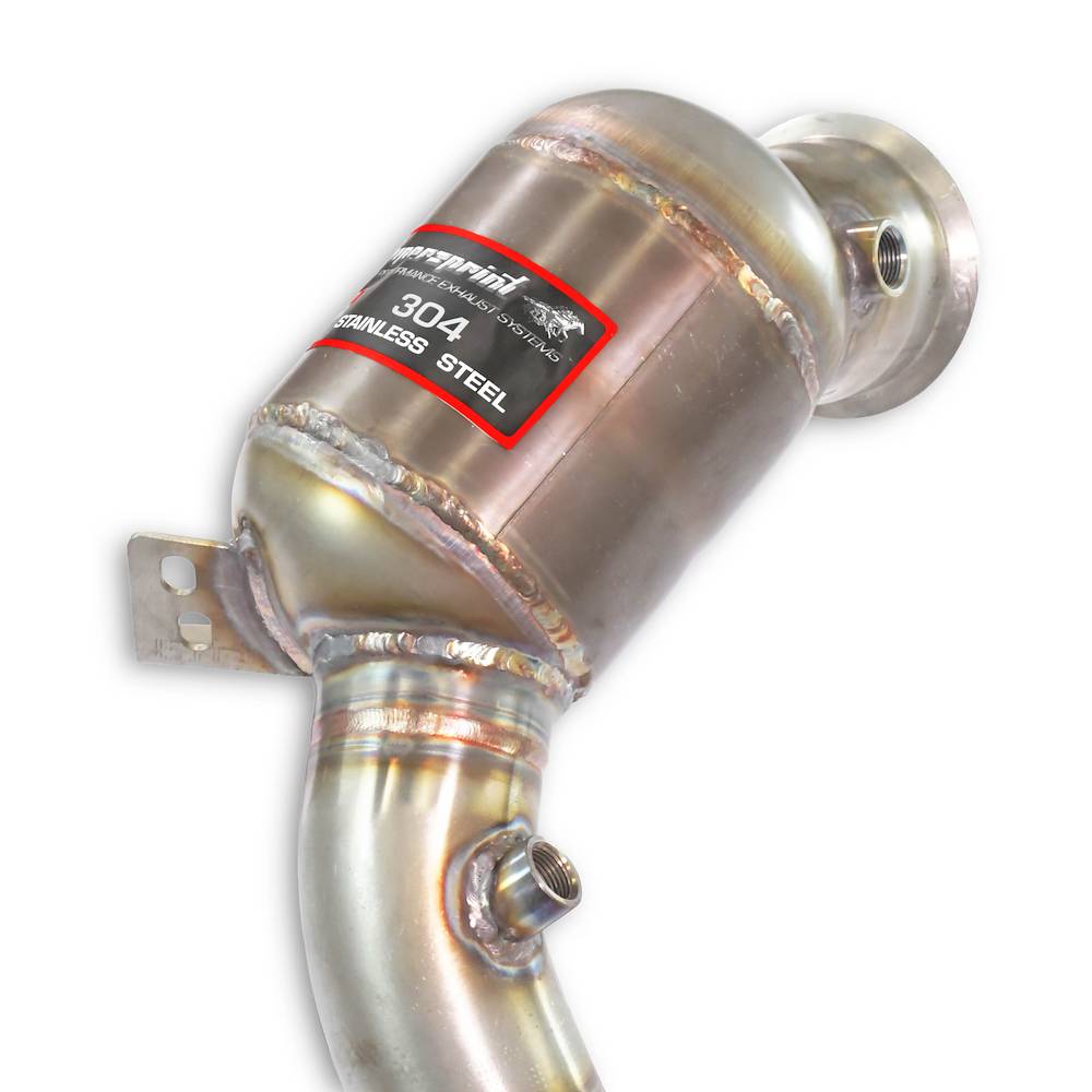 Downpipe Destro + pre-catalizzatore metallico<br>Elimina catalizzatore secondario (RHD - LHD)