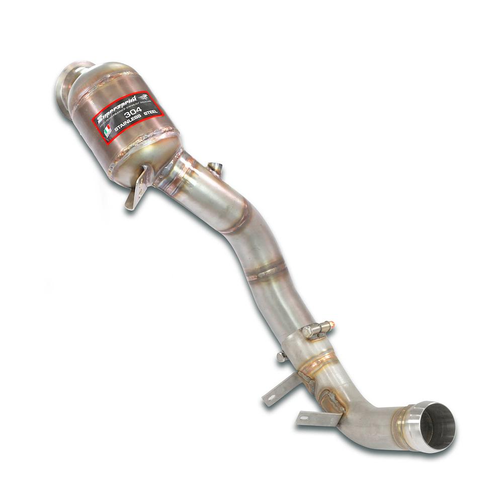 Downpipe Destro + pre-catalizzatore metallico<br>Elimina catalizzatore secondario (RHD - LHD)