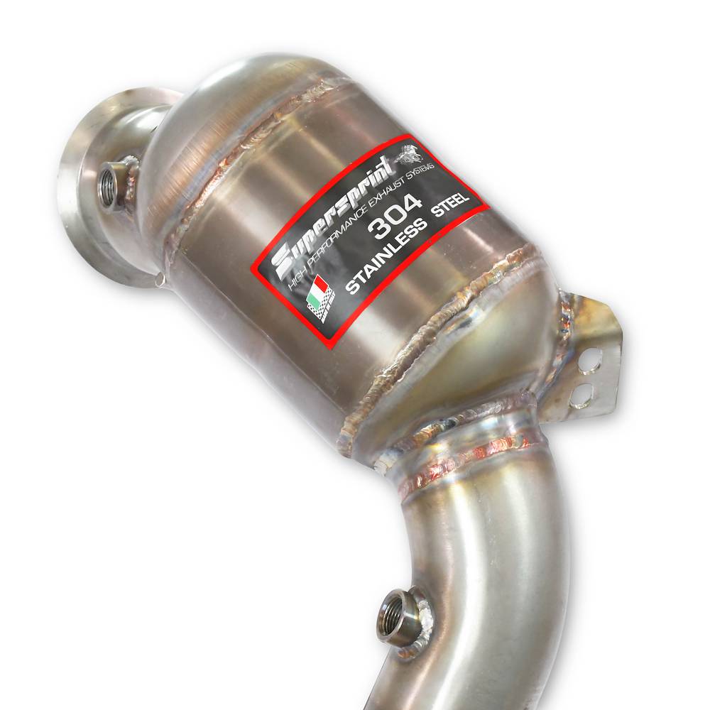 Downpipe Sinistro + pre-catalizzatore metallico<br>Elimina catalizzatore secondario (RHD - LHD)