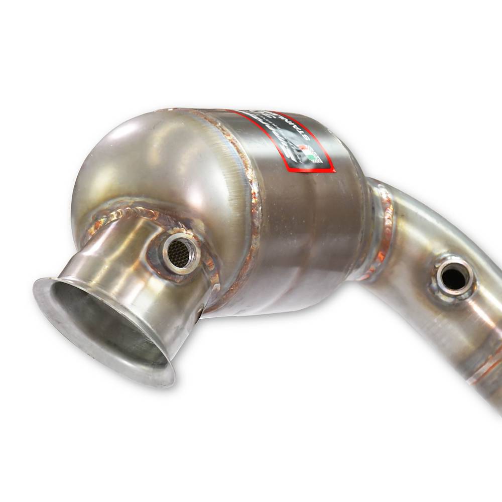 Downpipe Sinistro + pre-catalizzatore metallico<br>Elimina catalizzatore secondario (RHD - LHD)