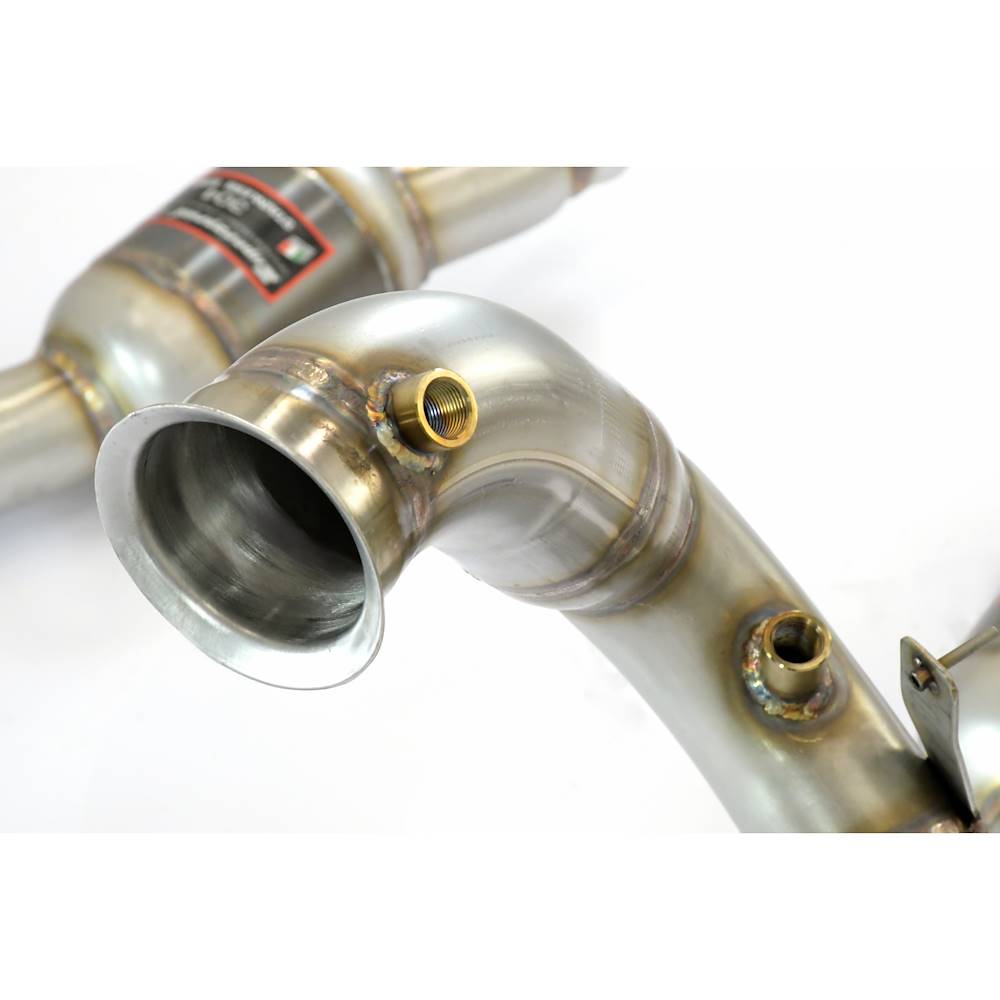 Downpipe Links + Sport Metallkatalysator<br>(Ersetzen pre-Katalysator)