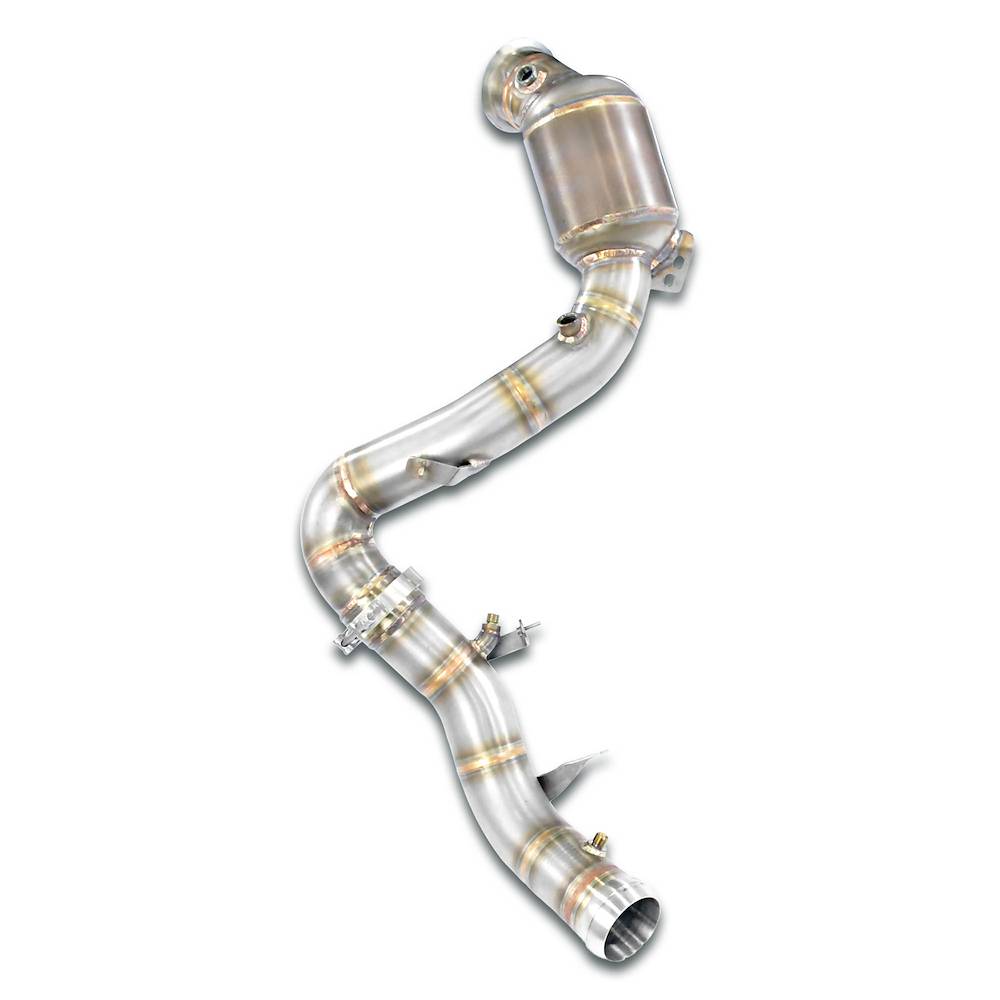 Downpipe Sinistro + catalizzatore primario metallico 200CPSI<br>Elimina catalizzatore secondario + GPF