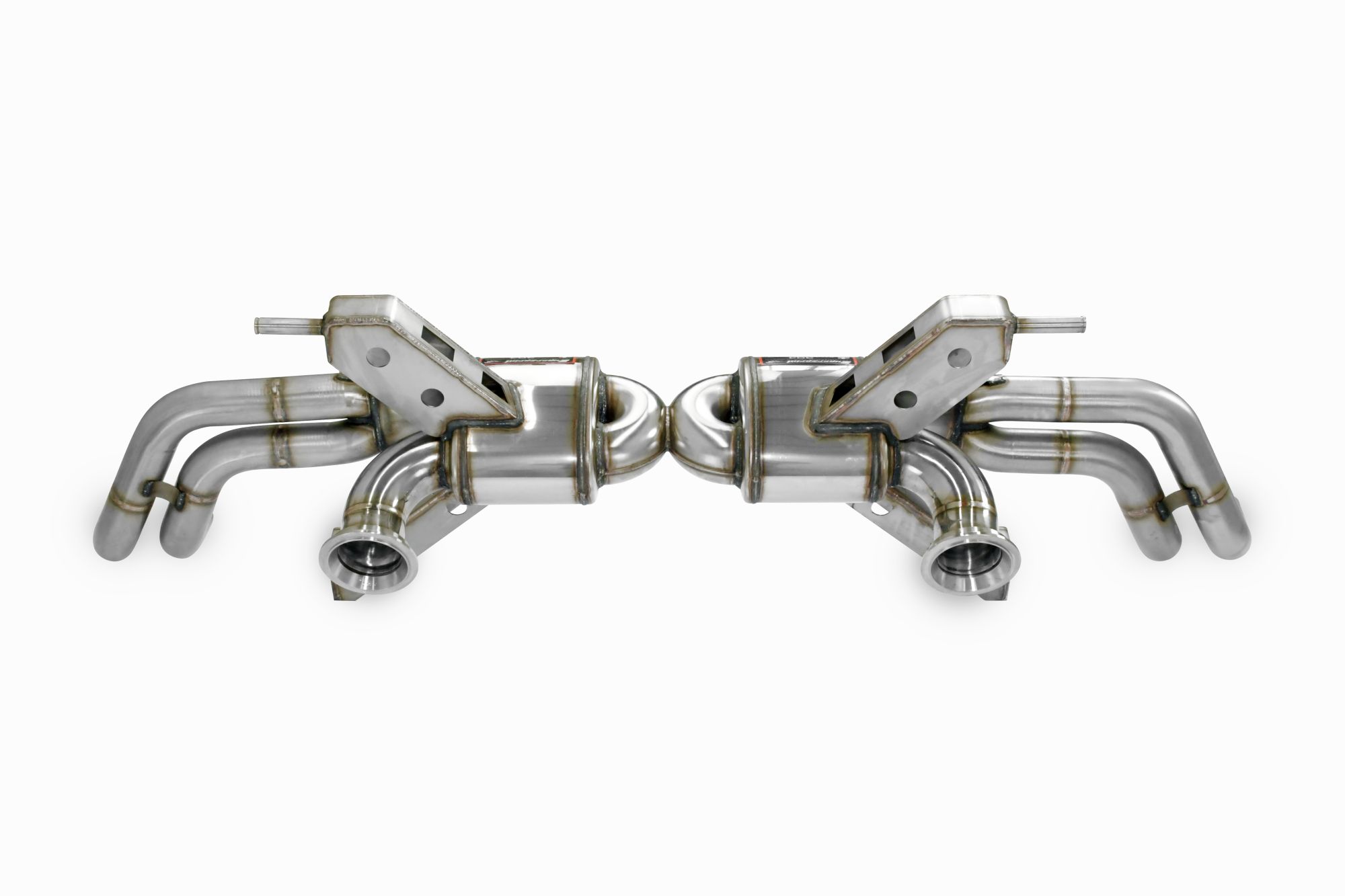 Endschalldämpfer Racing Rechts + Links mit 4 Austrittsrohr (für 2° Katalysator Ersatz - Serien Endrohr) <strong><span style=color:#ea0000;>-14,0 Kg</span></strong>