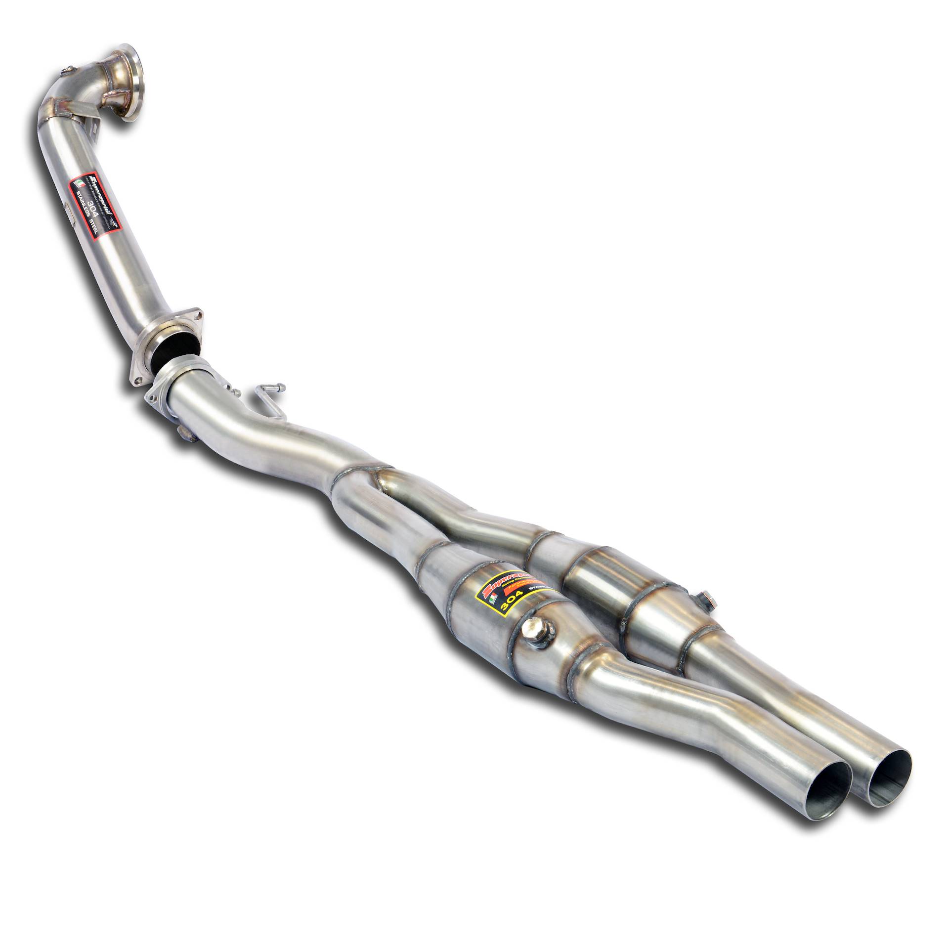 Downpipe + metallic catalytic converter right - left 100CPSI (Pre-catalytic converter delete)
