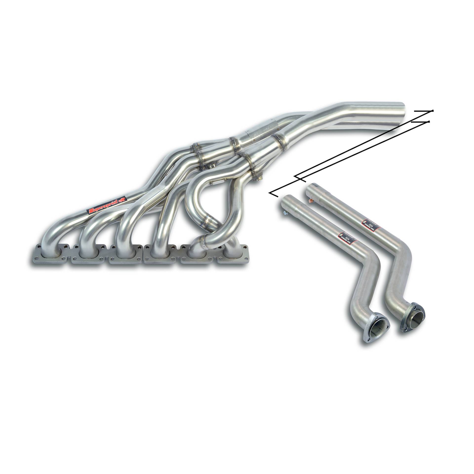 Manifold + connecting pipes 100% Stainless steel (Left Hand Drive)