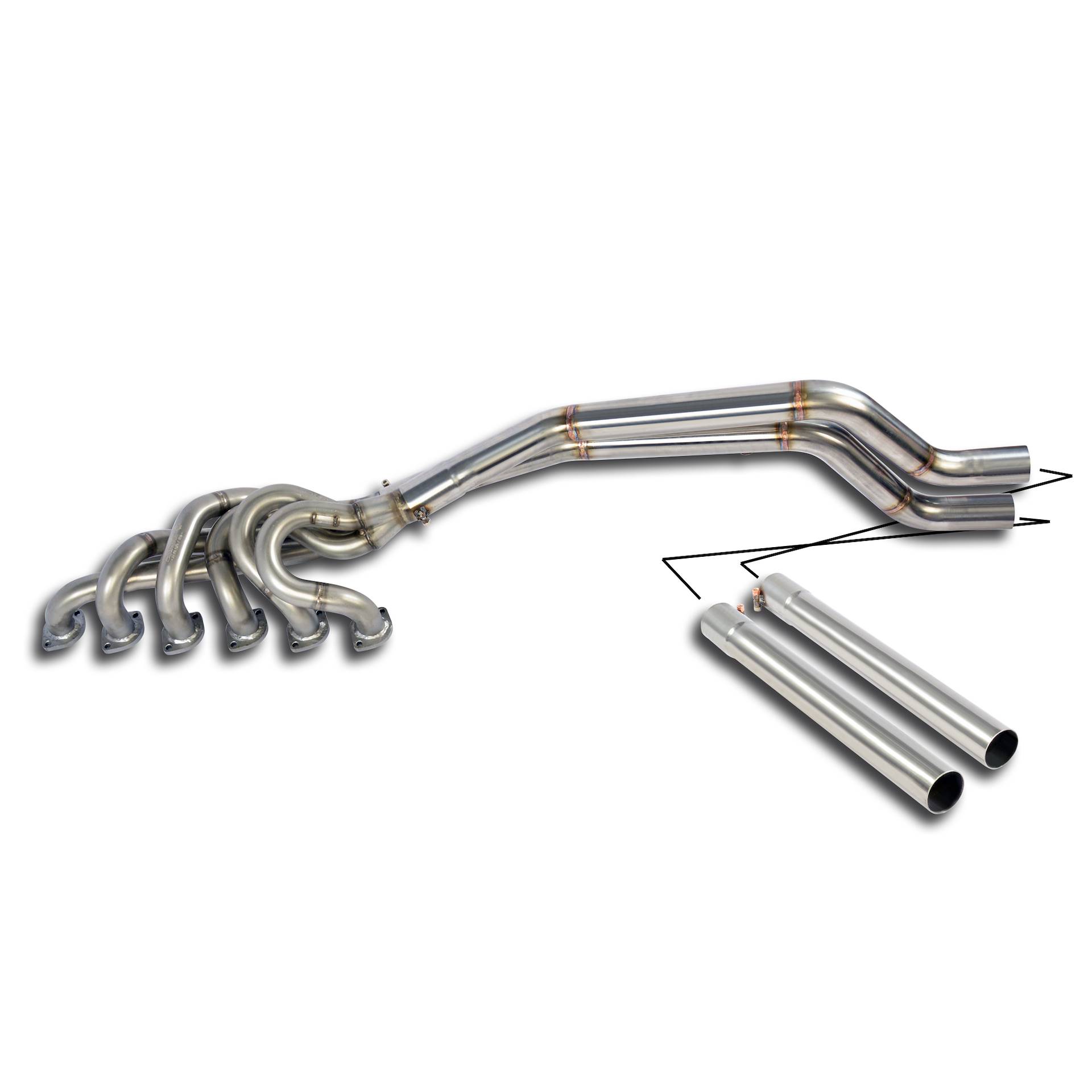 Manifold + connecting pipes 100% Stainless steel (Left Hand Drive)