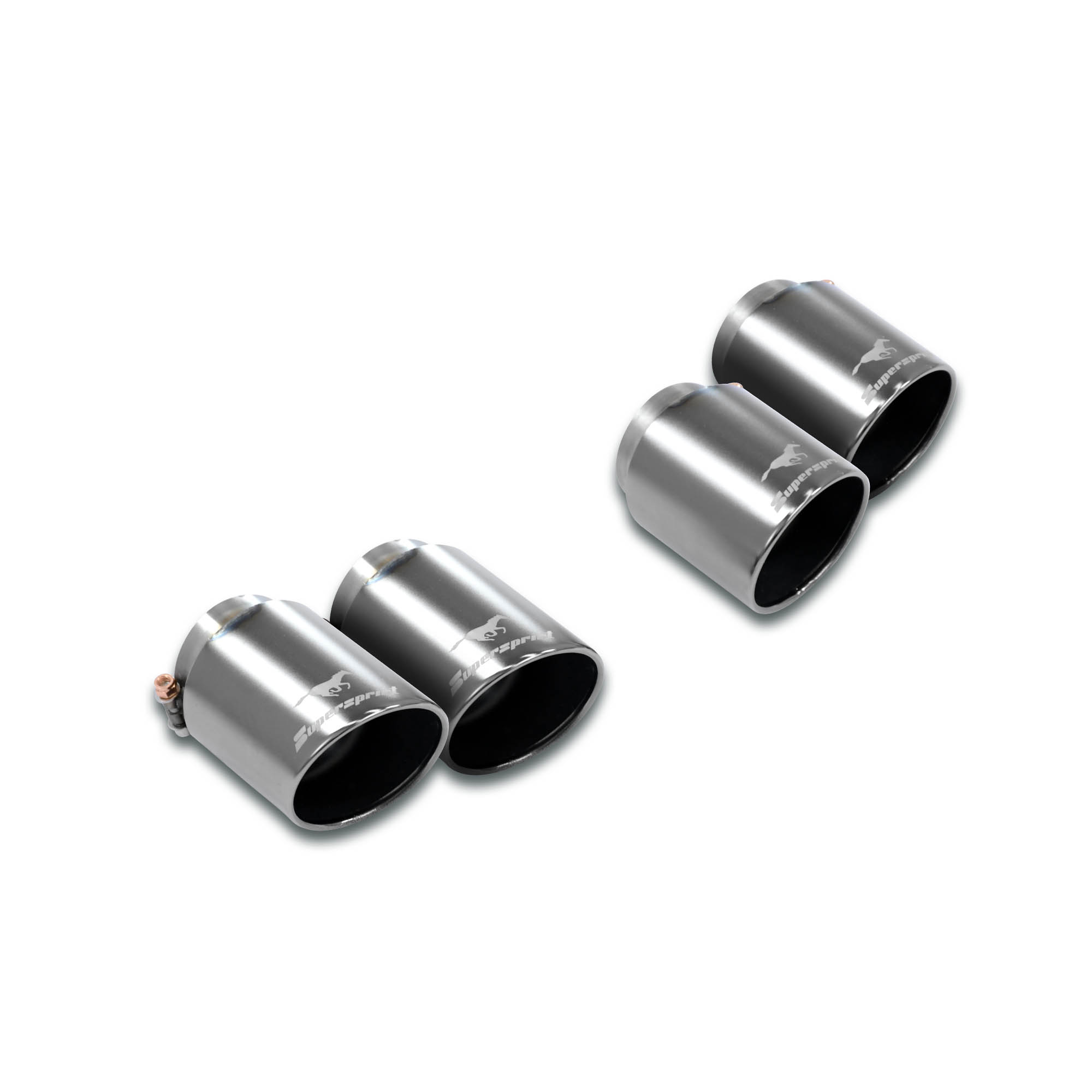 Endrohrsatz Gun Metal Grey - Rolled end, Rechts OO100 + Links OO100