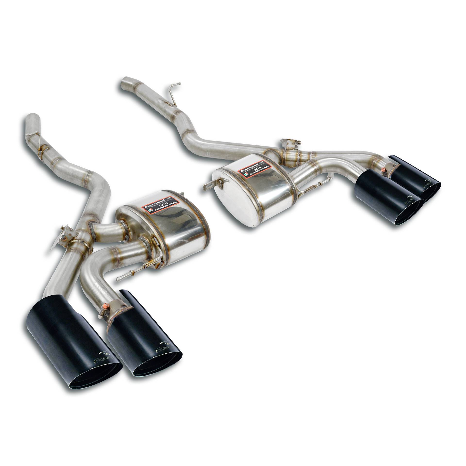 Rear mufflers kit Right OO100 + Left OO100 Gun Metal Grey with valves 