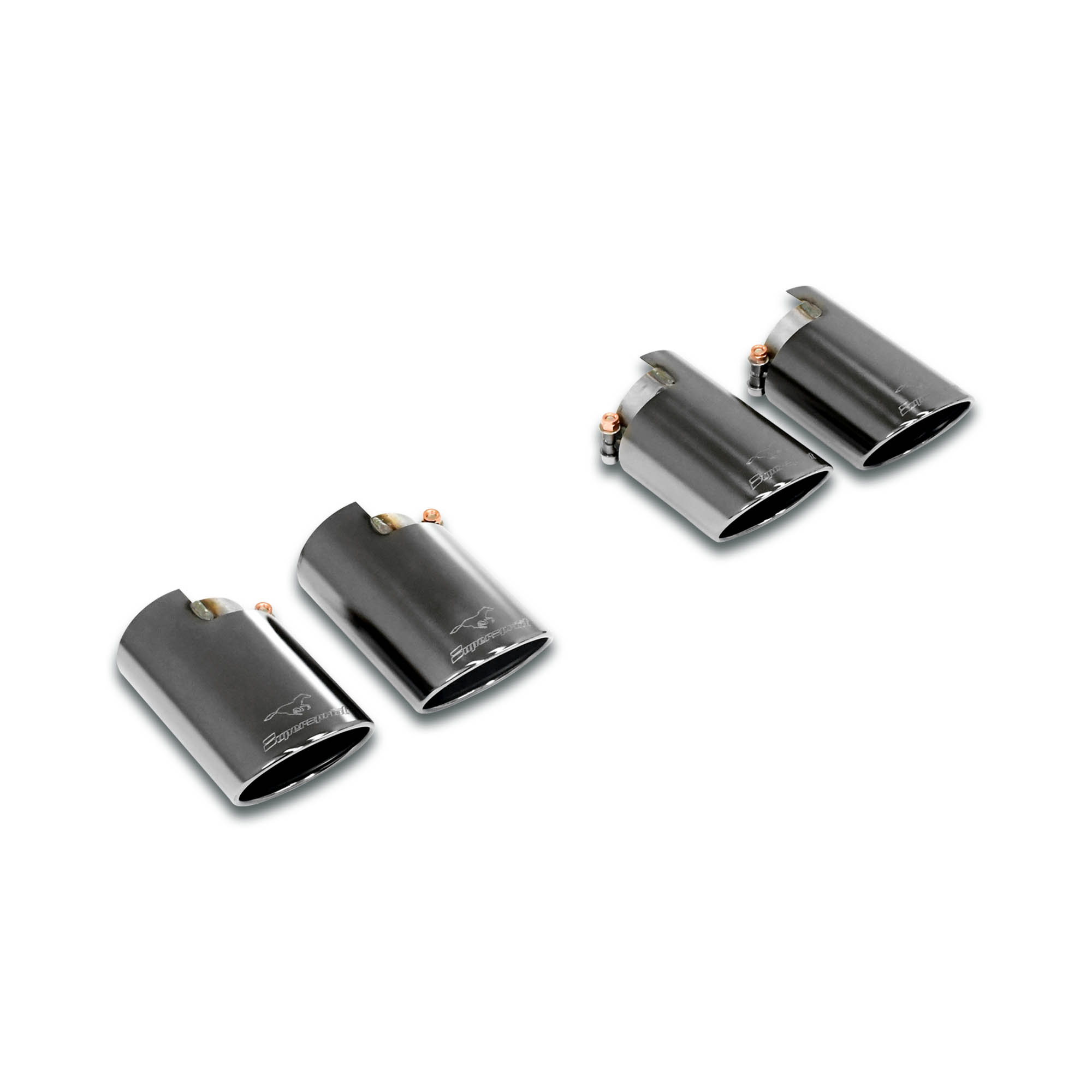 Endpipe kit Right + Left 4 exit 100x75 Gun Metal Grey