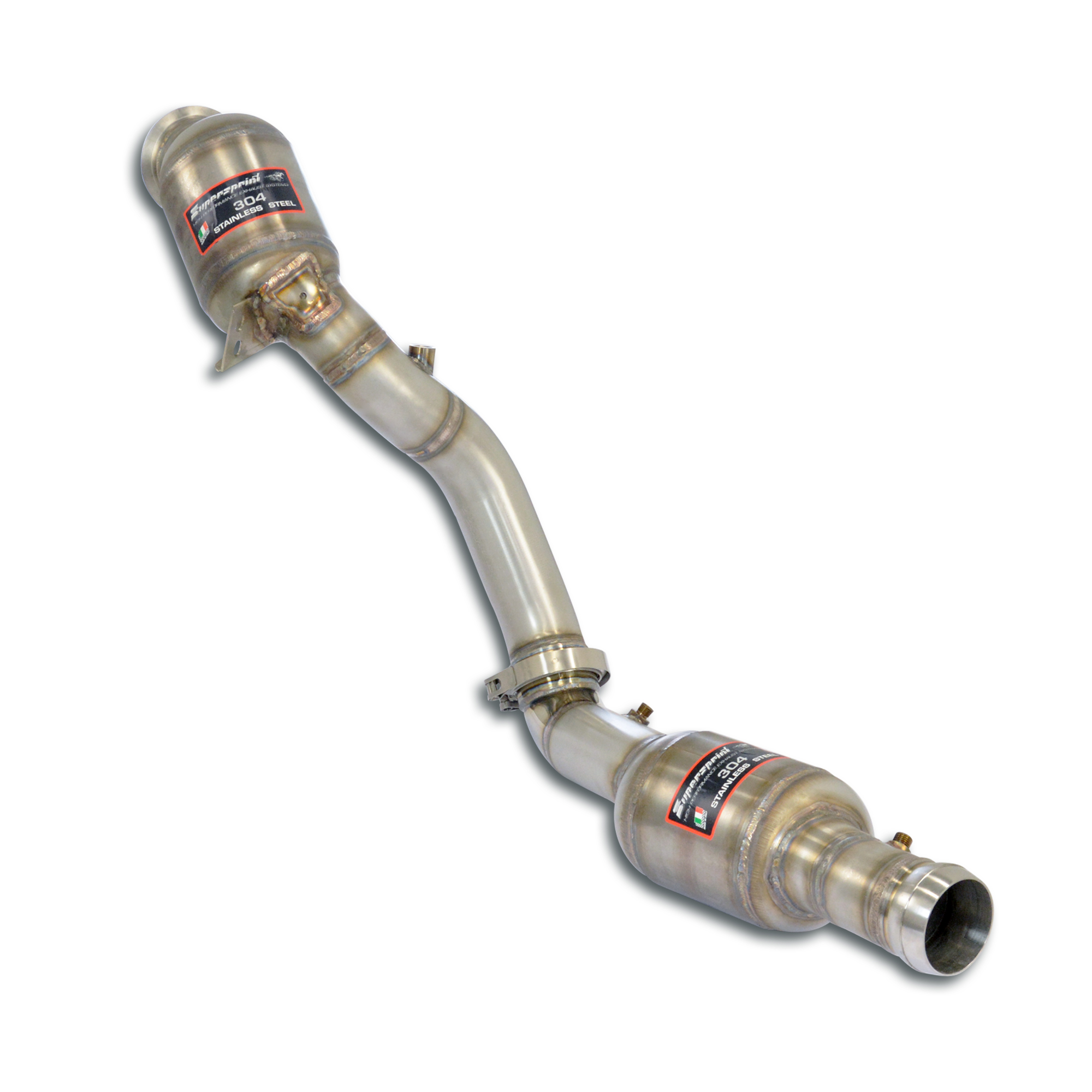 Downpipe Right + double metallic catalytic converter With bungs for the pressure sensor