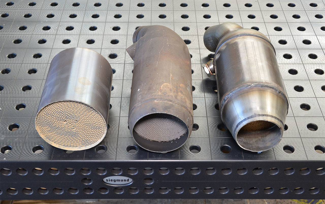 Metallic catalytic converter HJS, 100CPSI kit for OEM headers (Weld on connection)