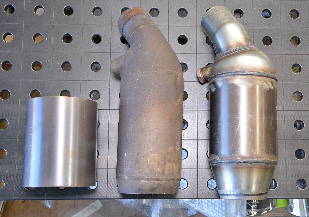 Metallic catalytic converter HJS, 100CPSI kit for OEM headers (Weld on connection)