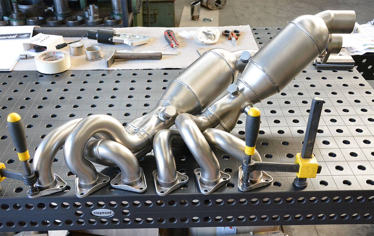 Metallic catalytic converter HJS, 100CPSI kit for OEM headers (Weld on connection)