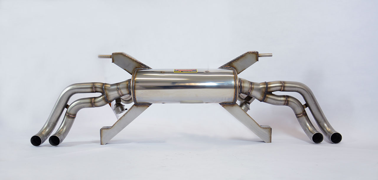 Endschalldämpfer mit Klappe Rechts + Links mit 4 Austrittsrohr (für 2° Katalysator Ersatz - Serien Endrohr) <strong><span style=color:#ea0000;>-8,0 Kg</span></strong>