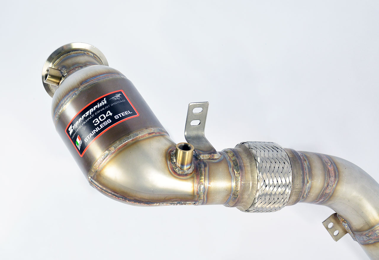 Rohrsatz ab Turbolader + Sport Metallkatalysator Rechts<br>(Ersetzt Primär- und Sekundär Katalysator)<br>Kompatibel mit den Serien Tertiäre Katalysator
