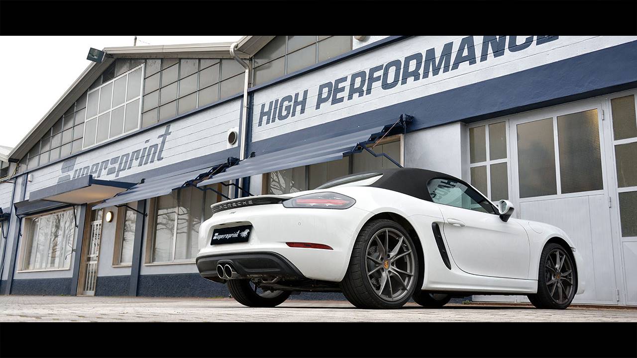 PORSCHE 718 BOXSTER 2.0i Turbo (300 Hp) sound con impianto di scarico completo con valvola Supersprint