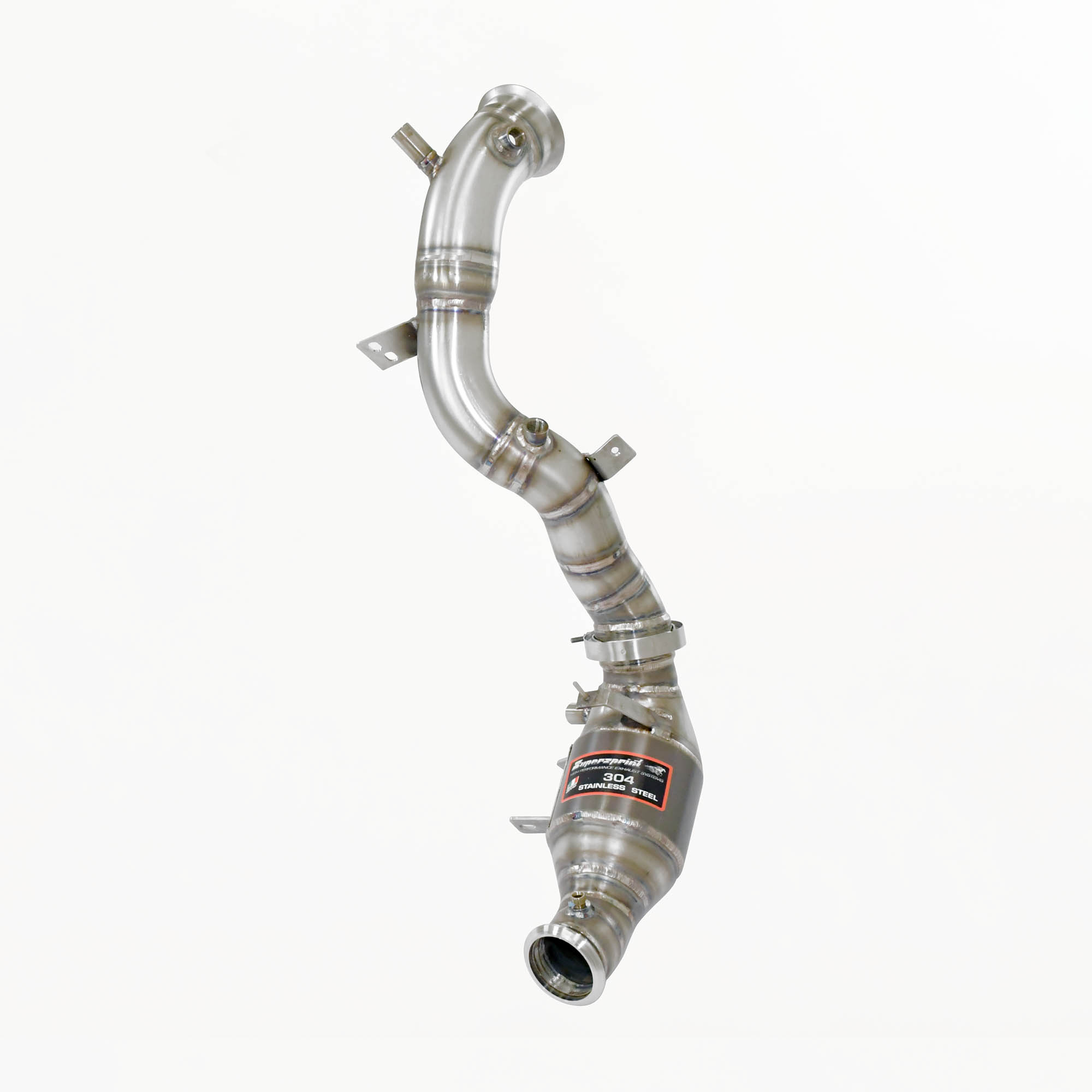 Downpipe Destro + catalizzatore metallico<br>(Elimina pre-catalizzatore + GPF)<br>Con prese per sensori di pressione / EGT